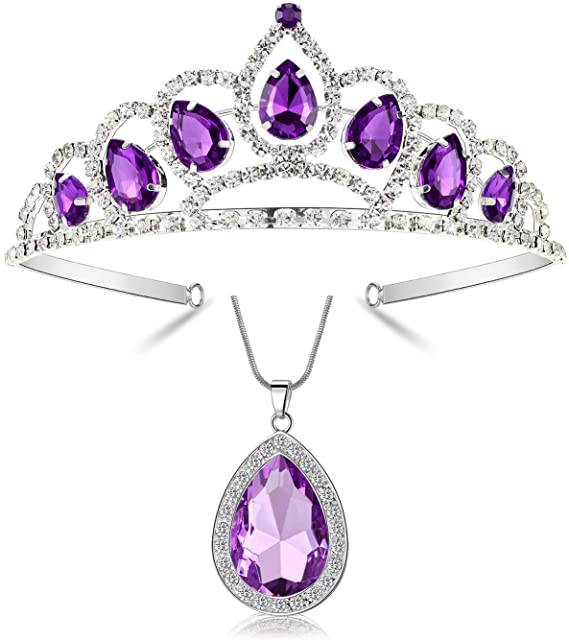 Purple Tiara Princess Sofia The First Headband & Amulet Necklace Sofia Halloween Costume Jewelry Set