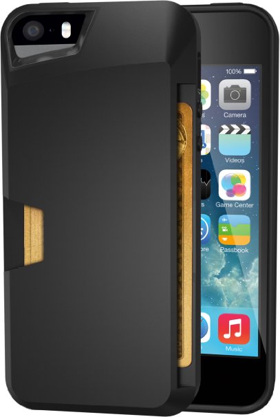 iPhone 5SSE Wallet Case - Vault Slim Wallet for iPhone 55SSE by Silk - Protective Card Cover Midnight Black