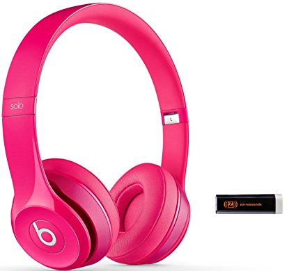 Beats by Dr. Dre Solo 2.0 Pink On-Ear Headphones Travel Bundle with Portable Charger
