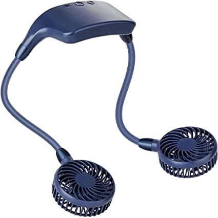 Neck Fan, 5000mAh Battery Operated Neckband Fan, Up to 22H Long Working Time, Strong Airflow, Natural Wind Mode, 360° Adjustable Personal Fan for Outdoor Travel Office And More (Blue)