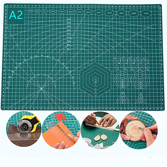 Double Sided Cutting Mat for Sewing, Quilting, Arts & Crafts. Self Healing with 5-Ply for Different Sizes Craft and Sewing projetcts (A2: 23.6''X17.7''(600MMX450MM))