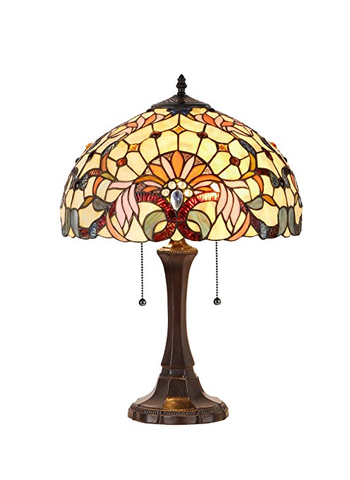 Chloe Lighting CH33361VI16-TL2  Claire Tiffany-Style Victorian 2 Light Table Lamp 16-Inch Shade