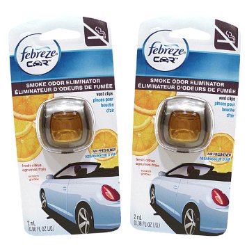 Febreze Car Vent Clips Air Freshener Smoke Odor Eliminator Citrus Scent 2 Pack