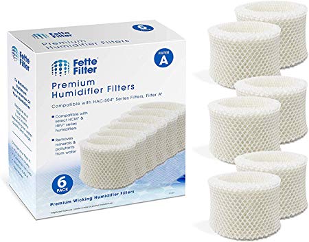 Fette Filter - Humidifier Wicking Filters Compatible with Honeywell HAC-504AW, Filter A for Models HAC-504, HAC-504AW, HCM 350 and Other Cool Mist Models (Pack of 6)