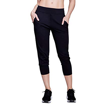 Matymats Yoga Jogger Capris - Women’s Lounge Active Harem Sweat Pants with Pockets