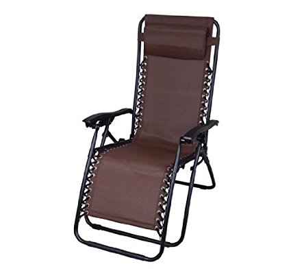 Outsunny Zero Gravity Recliner Lounge Patio Pool Chair, Brown