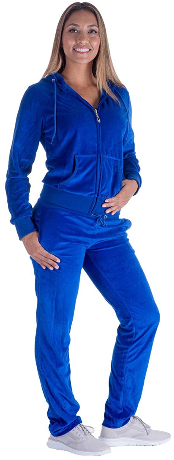 LeeHanTon Womens Jogging Suits Sets Running Velour Outfit Zipper Warm Up 2 Pieces Hoodie and Pant Tracksuit