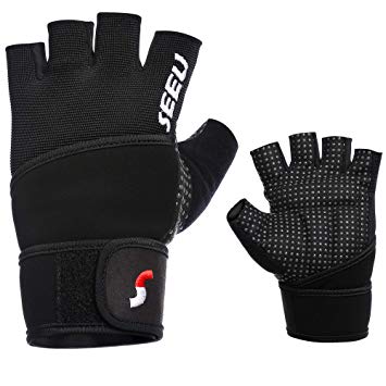 SEEU Womens Mens Weight Lifting Gloves with 17.5" Wrist Support Breathable Gym Gloves Anti-slip for Workout Fitness Bodybuilding Crossfit Powerlifting