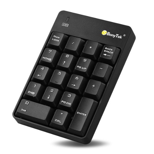 Numeric Keypad, BonyTek Wireless 18 Keys USB Number Pad with 2.4G USB Receiver for iMac Macbook Windows Laptop Notebook Desktop