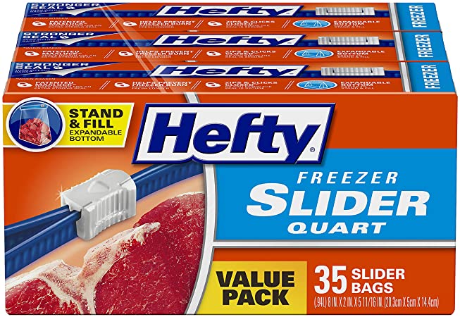 Hefty Slider Freezer Bags, Quart Size, 105 count