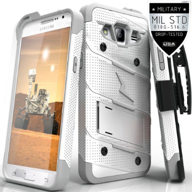 Zizo Bolt Cover For Galaxy Grand Prime G530 S920C [.33mm 9H Tempered Glass Screen Protector] Dual-Layered [Military Grade] Case Kickstand Holster Clip