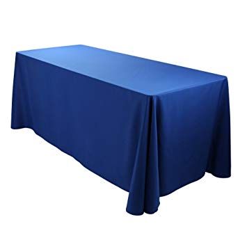 E-TEX Oblong Tablecloth - 90 x 132 Inch Rectangle Table Cloth for 6 Foot Rectangular Table in Washable Polyester , Royal Blue
