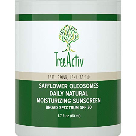 TreeActiv Safflower Oleosomes Daily Natural Moisturizing Face Sunscreen SPF 30 | Advanced Facial Anti-Aging Hydration | Superior Moisture Retention | Prevents Wrinkles, Fine Lines | Broad Spectrum