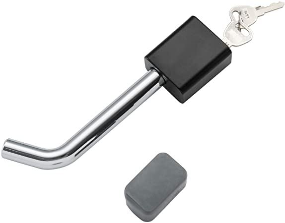 TOPSKY Trailer Hitch Receiver Lock Dual Bent Pin Style 5/8 inch Diameter Fits 2" or 2-1/2" Receiver Carbon Steel with Two Flat Key