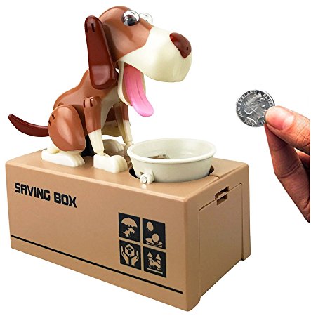 Mansalee Cute Dog Piggy Bank Doggy Coin Bank Canine Money Box (Brown)