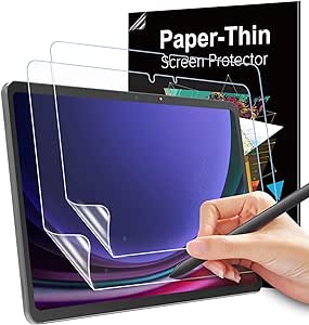 MoKo 2 Pack Paper Screen Protector for Samsung Galaxy Tab S9 FE 5G 2023/Tab S9 2023/Tab S8 2022/Tab S7 2020, Paper Feeling for Writing Anti-Glare Galaxy Tab S9 FE Screen Protector fit for S-Pen, Matte