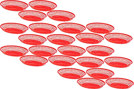 Red Oval Fast Food Baskets; 2 Dozen