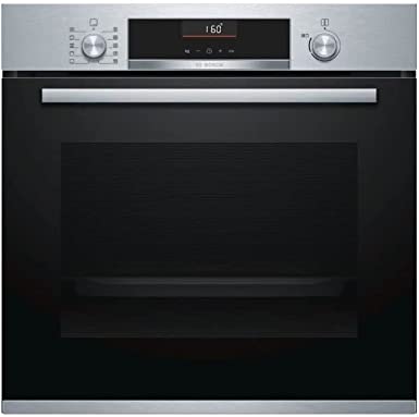 Bosch Serie 6 HBA5360S0 - Horno multifunción, 60 cm, 3400 W, Autolimpiable, 7 funciones, Bloqueo de seguridad, Acero inoxidable [Clase de eficiencia energética A], Mandos ocultables, clipRaíl, Inox