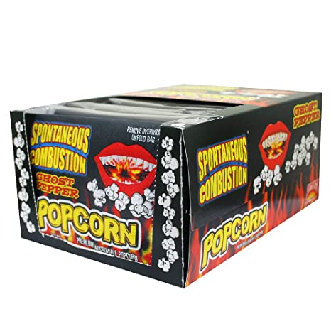 Spontaneous Combustion Ghost Pepper Microwave Popcorn Bags - 12 Pack - Ultimate Spicy Gourmet Popcorn - Perfect Hot Movie Theater Popcorn for Home - Try if you dare!