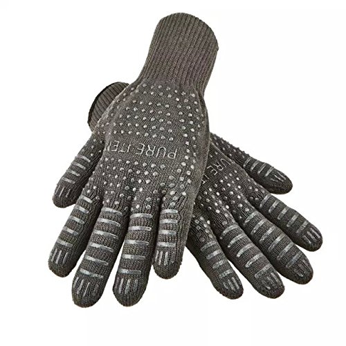 I-PURE ITEMS TM 932°F Extreme Heat Resistant Oven Gloves,Best for Cooking Oven Grilling BBQ Baking Camping - Set of 2 - Forearm Protectant oven Mitts,Grill Gloves,Cooking and FirePlace Gloves.(Gray)