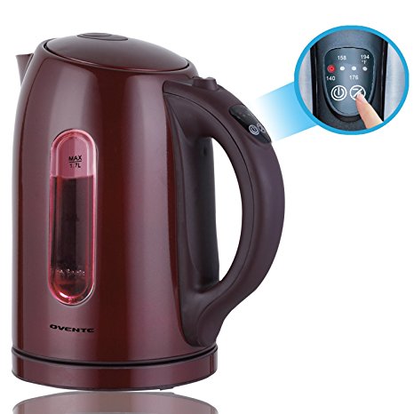 Ovente KS88BR 1.7 Liter BPA Free Temperature Control Stainless Steel Cordless Electric Kettle with Keep Warm Function, Chocolate Brown