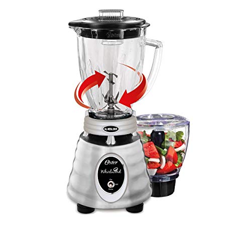 Oster BPMT02-SSF-ECR Beehive Blender with Whirlwind Blade Technology and Food Processor Attachment, Silver