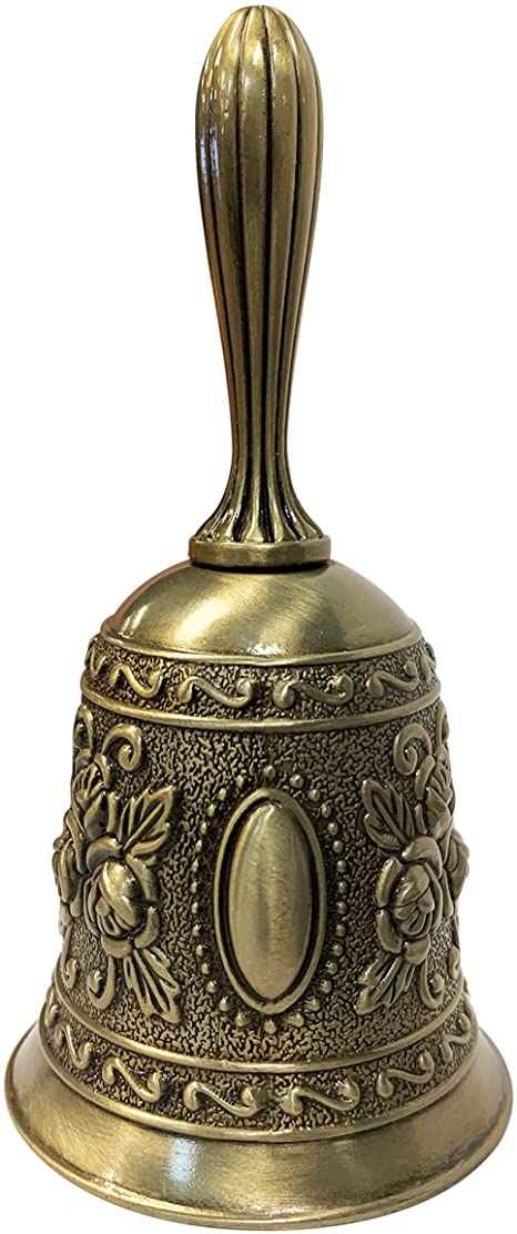 iFavor123 Ornate Hand Bell Intricately Embellished Multi-Purpose Call Bell (Bronze)