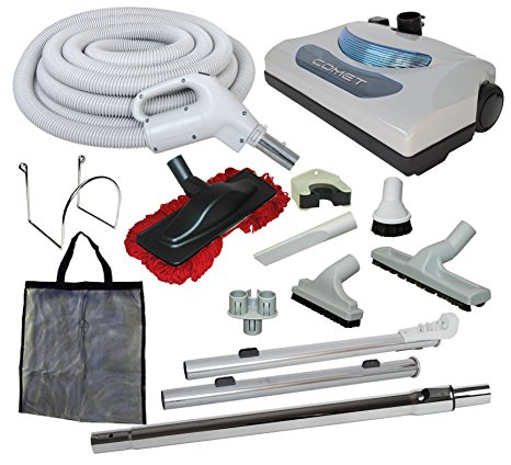 35' "Comet" Central Vacuum Kit with Hose, Power Head & Tools - Works with All Brands of Central Vacuum Units