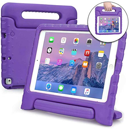 Apple iPad 6 case for kids, iPad 5 case for kids, iPad Air 1 case for kids, iPad Air case for kids [SHOCK PROOF KIDS IPAD CASE] COOPER DYNAMO Kid Friendly Handle & Stand, Screen Protector (Purple)