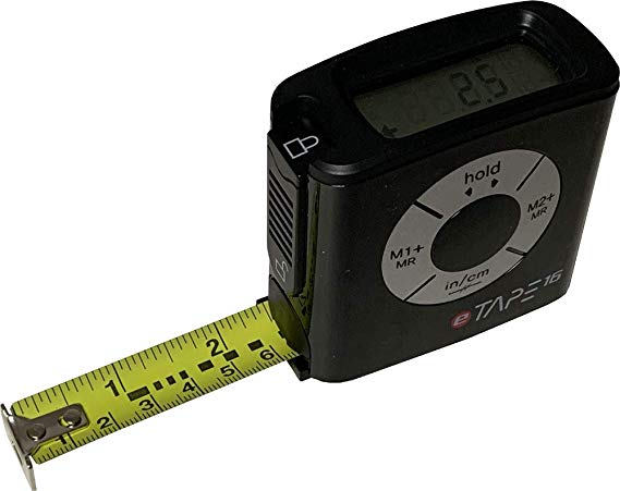 eTape16 Digital Tape Measure, 16 Feet, Inch & Metric - Black 1-Pack (Box Packaging)