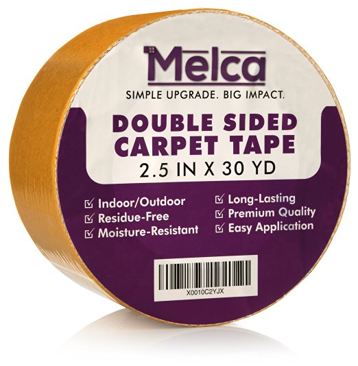 Double Sided Tape for Carpet / Rug, 2.5" x 30 Yards, Heavy Duty Sticky Adhesive, Thicker and Wider for Stronger and Longer Lasting Hold, Easy to Peel Backing, Leaves No Residue by Melca