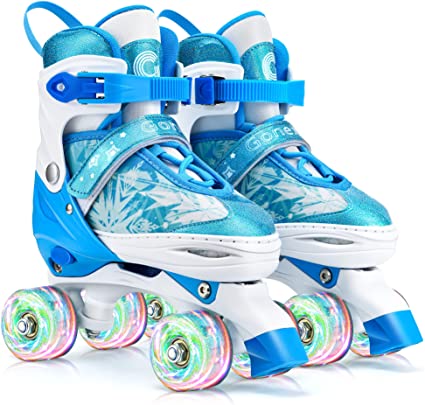 Gonex Roller Skates for Girls Boys Kids Youth Toddler 4 Size Adjustable Light up Wheels for Indoor Outdoor