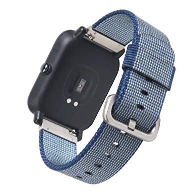 20mm Nylon Watch Band SIKAI Quick Release Universal Woven Nylon Replacement Strap for Samsung Gear Sport/Ticwatch E/Amazfit Bip/Garmin Vivomove Nylon Bracelet (Dark Blue)