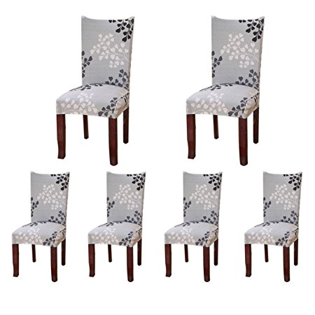 6 x Soulfeel Soft Spandex Fit Stretch Short Dining Room Chair Covers with Printed Pattern, Banquet Chair Seat Protector Slipcover for Hone Party Hotel Wedding Ceremony (Style 24)