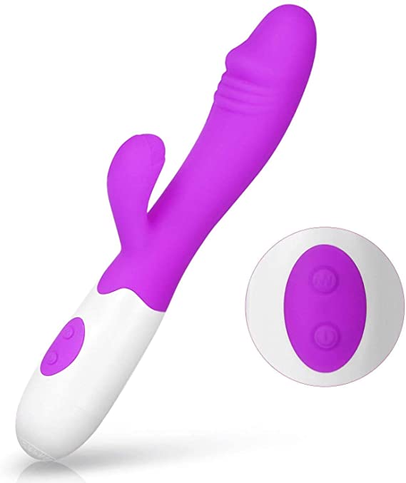 Couple's Sexual Flirting Toy 30-Speed Waterproof Vibrating Frequency Bending Head Silica Gel Vibrator to Stimulate and Massage G-Spot and Clitoris Female Masturbator