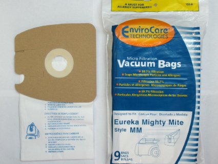 9 micro filtration Vacuum Bags for Eureka MM Mighty Mite 3670 and 3680 Canister