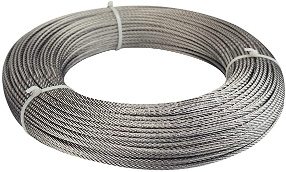 Muzata 1/8" Stainless Steel Cable for Railing Kit,Wire Rope Aircraft Cable 500Feet for Decking Deck Stair DIY Balustrade, Dog Run Clothes Lines Outdoors,7x7 Strand with WR01,Series WP1
