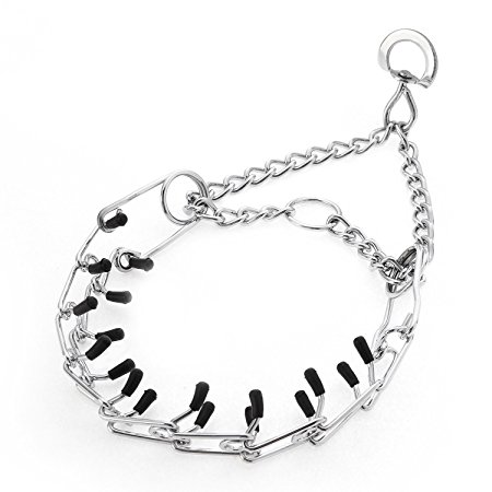 PetAZ Dog Prong Collar Collar Adjustable Metal Steel Gear Pinch Chain Used for Effective Pet Training(Type C,Rubber Prong)