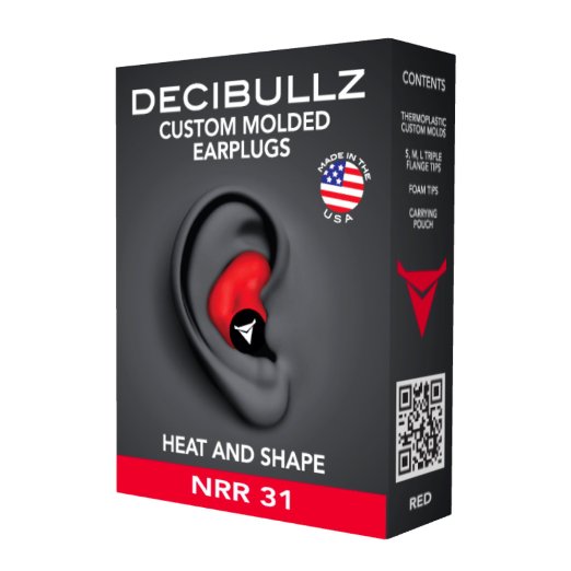 Custom Molded Earplugs: Perfect Fit Ear Protection for Safety, Travel, Work, Shooting (Red)