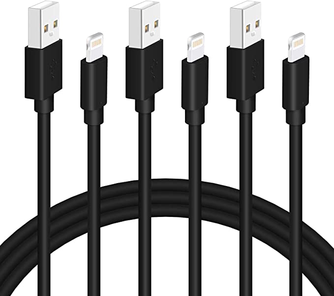 Black iPhone Charger Cord, 3-Pack 6FT MFi Certified Fast Charging Cable Data Sync Lightning to USB-A Cable Compatible with iPhone14/13/12/ Mini/Pro/Max/ 11/ XS/XR/SE/ 8/7/ 6/ Plus/iPad/AirPods