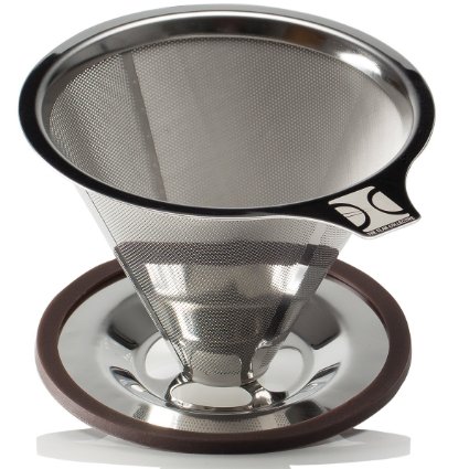 New Brewer Design - Paperless Pour Over Coffee Dripper with Stainless Steel Double Mesh Filter