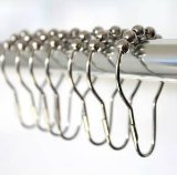 Outop Heavy Duty - Polished Chrome Roller Shower Curtain Rings Hooks Set of 12