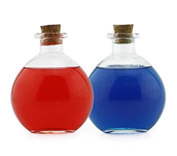 Round Glass Spherical Bottles, “Potion Bottles” with Corks (2-Pack); Great for Costume Props, Bath Salts, DIY Crafts & More