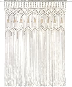 Mkono Macrame Curtain Large Boho Woven Wall Hanging Window Curtains Handmade Bohemian Decor for Window Doorway Closet Wedding Backdrop Arch Bedroom Living Room Apartment, 42''Wide x 62.9''Long