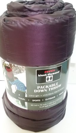 Double Black Diamond Ultra Light IndoorOutdoor ALL SEASON Packable Down Throw Blanket with Stuff Sack -60 X 70