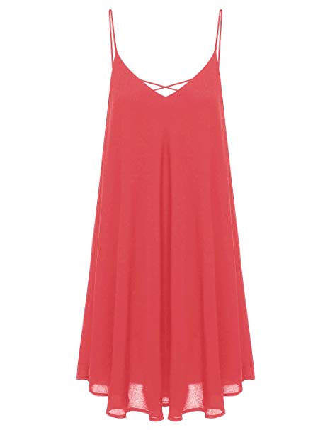 Romwe Women's Summer Spaghetti Strap Sundress Sleeveless Beach Slip Dress