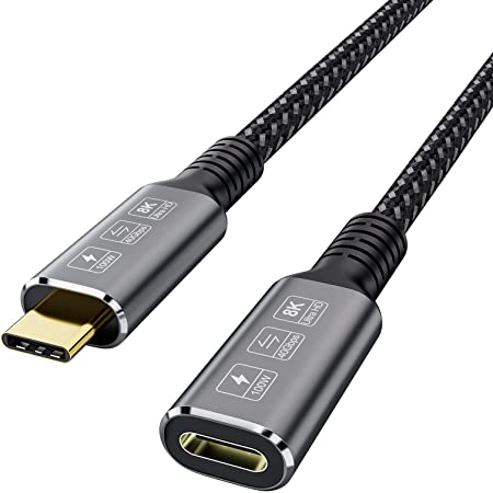 CableDeconn USB4 8K Cable 0.8M Thunderbolt 4 Compatible USB 4 Type-c Male to Female Extension Cable Ultra HD 8K@60Hz 100W Charging 40Gbps Data Transfer Compatible with External SSD eGPU