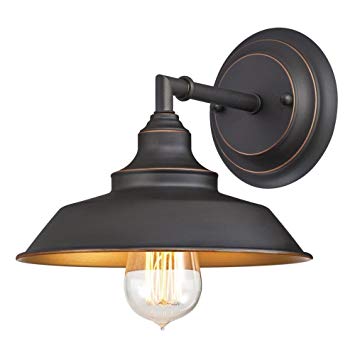 Westinghouse Lighting 6344800 Iron Hill One-Light Indoor Wall Fixture, Oil Rubbed Bronze Finish with Highlights, 1 Sconce