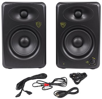 Rockville ASM5 5" 2-Way 200 Watts Peak/100 Watts RMS Active/Powered Pair of Pro Studio Monitors With Dual Class "D" Amp In Each Speaker, USB Input, and Neo Magnet Silk Soft Dome Tweeters