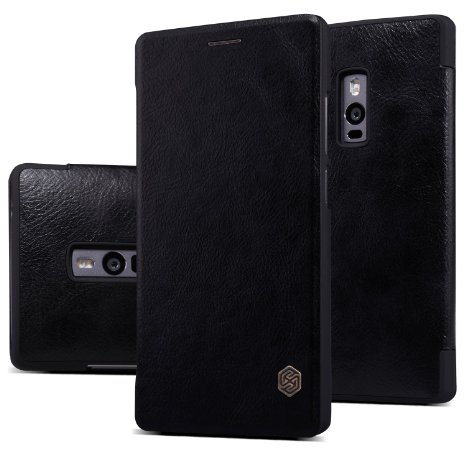 OnePlus 2 Leather Case , Monoy Ultra Slim Case - Lightweight, Premium Leather, Hard Shell Case Cover Compatible for OnePlus 2 (Qin Black Leather Case)